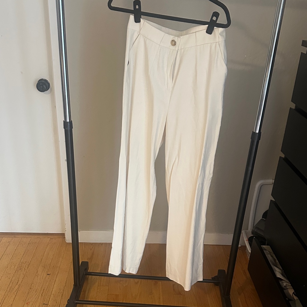 Elegant Cream Wide Leg Trouser By Sita Murt